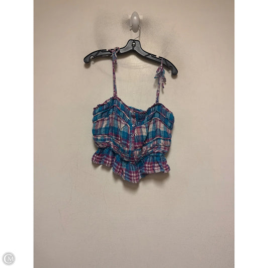 Top Sleeveless By Free People In Plaid Pattern, Size: S