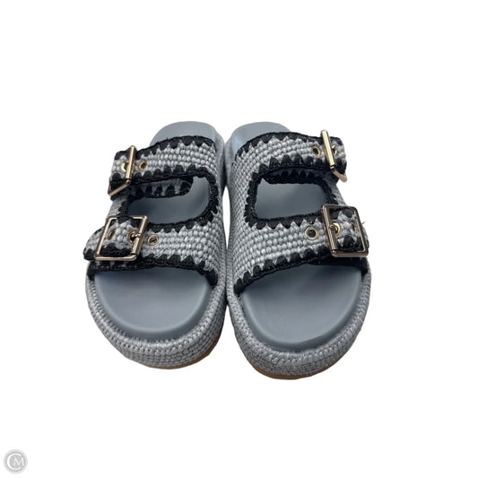 Sandals Heels Platform By Steve Madden In Black & Blue, Size: 9