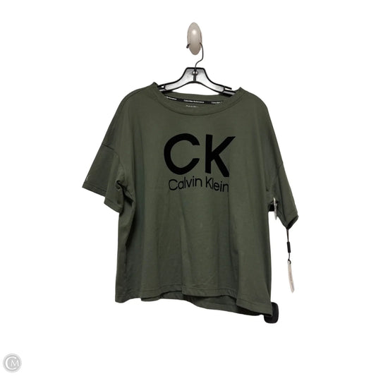 Athletic Top Short Sleeve By Calvin Klein Performance In Black & Green, Size: Xlp