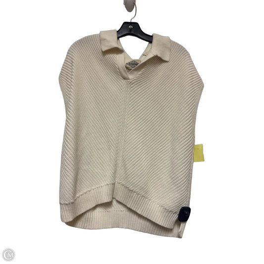 Sweater Short Sleeve By Weatherproof In Cream, Size: L