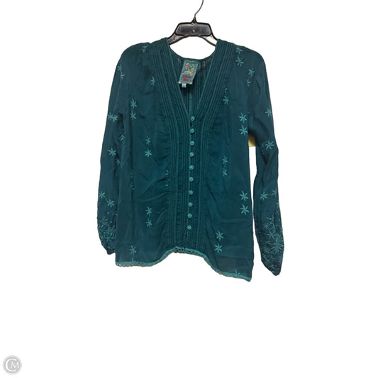 Top Long Sleeve Designer By Johnny Was In Teal, Size: S