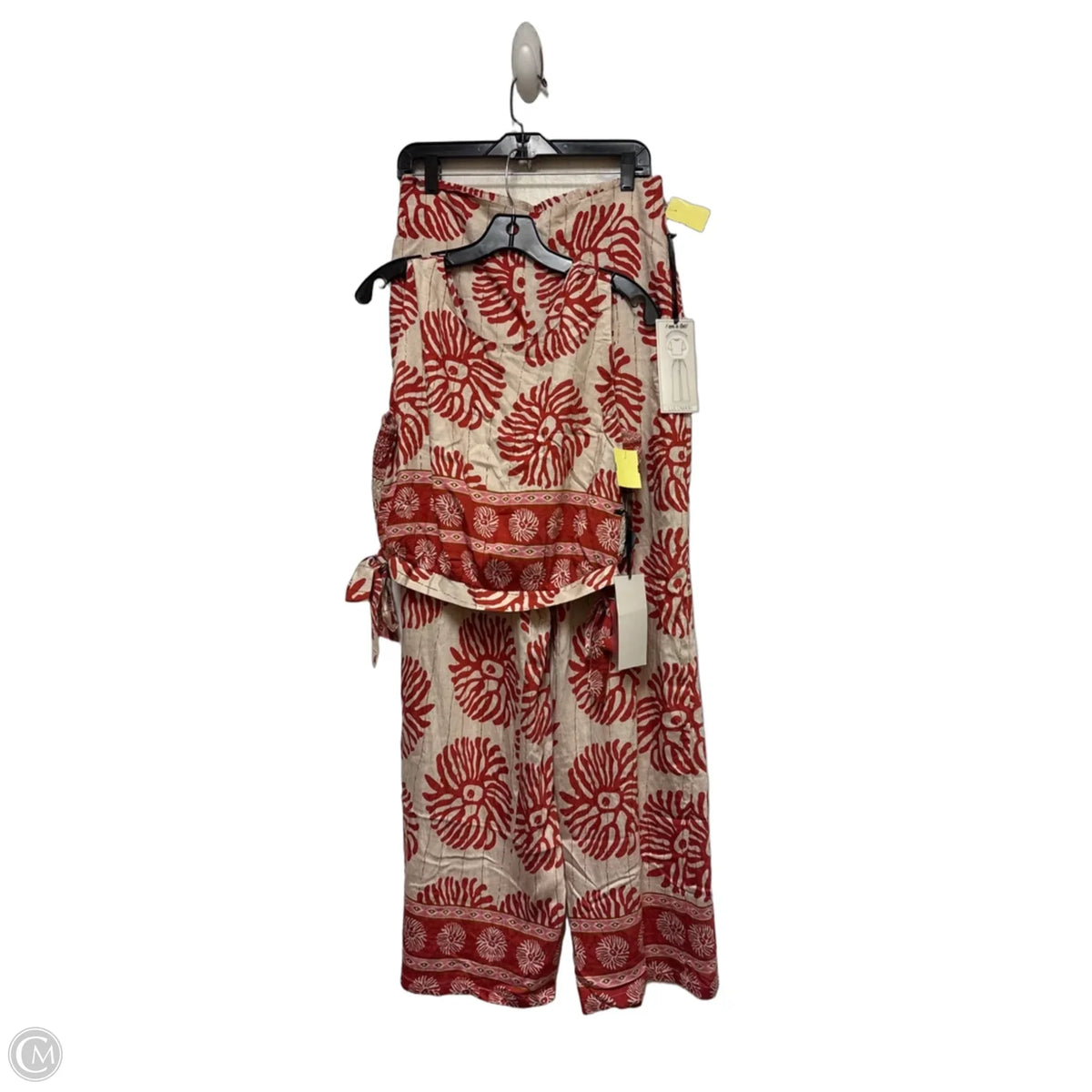 Pants Set 2pc By Lulumari In Cream & Red, Size: 12