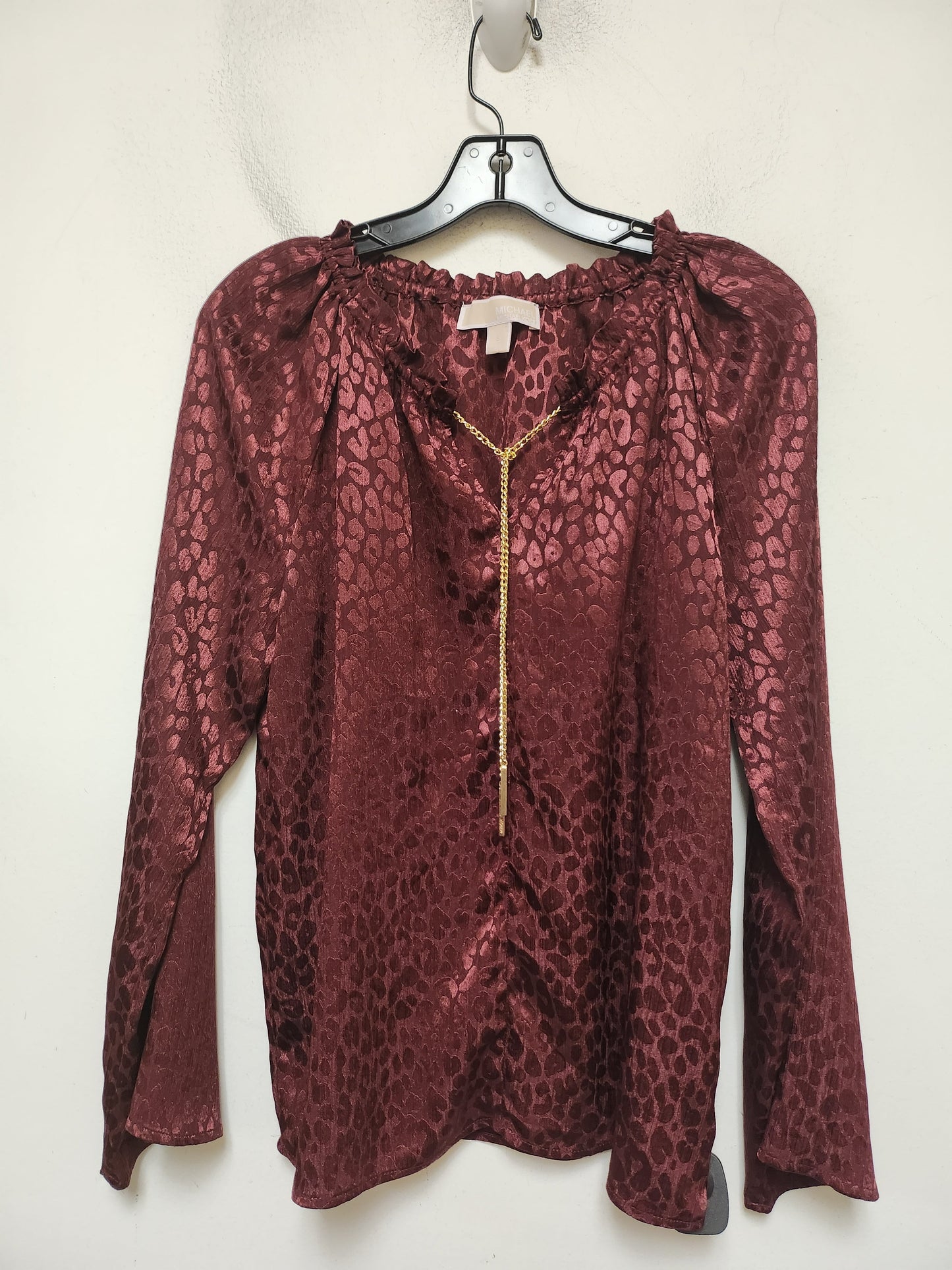 Top Long Sleeve By Michael By Michael Kors In Maroon, Size: S