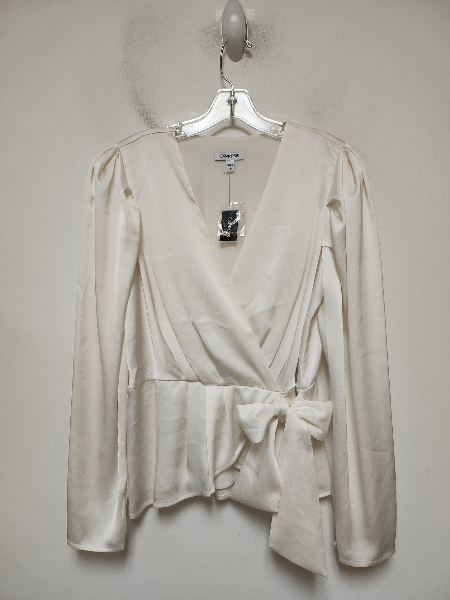 Top Long Sleeve By Express In Cream, Size: L