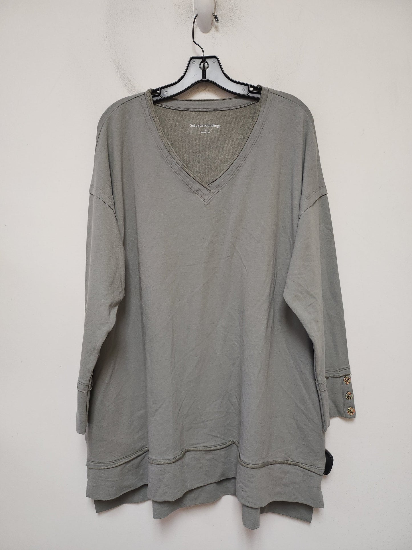 Top Long Sleeve By Soft Surroundings In Grey, Size: 1x