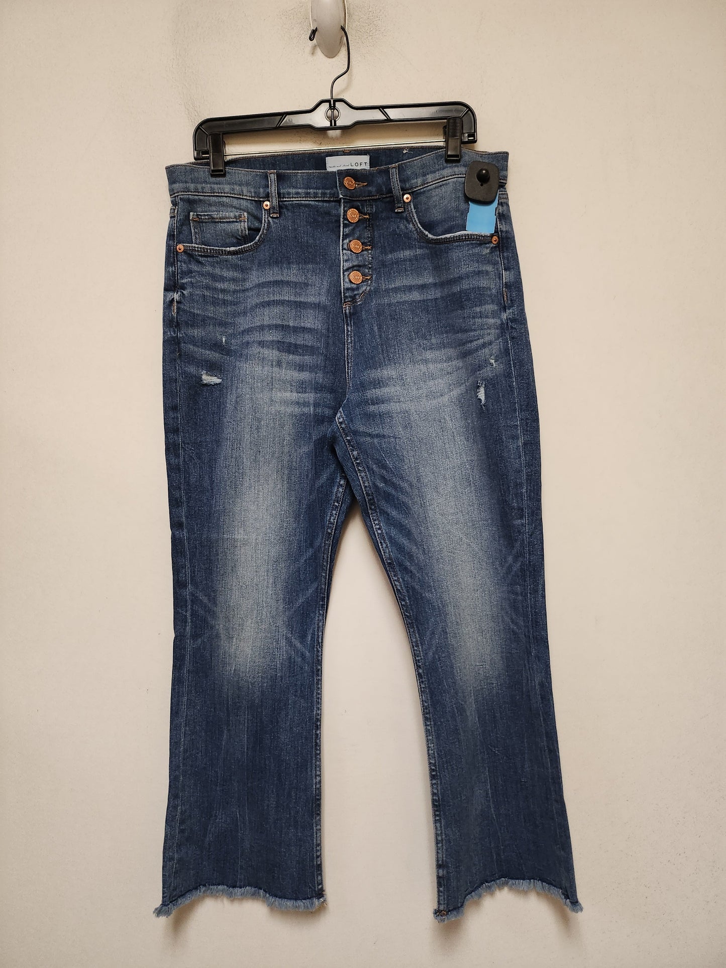 Jeans Flared By Loft In Blue Denim, Size: 10