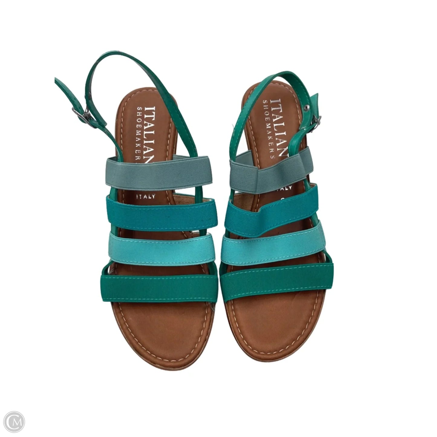 Sandals Heels Wedge By Italian Shoemakers In Teal, Size: 8