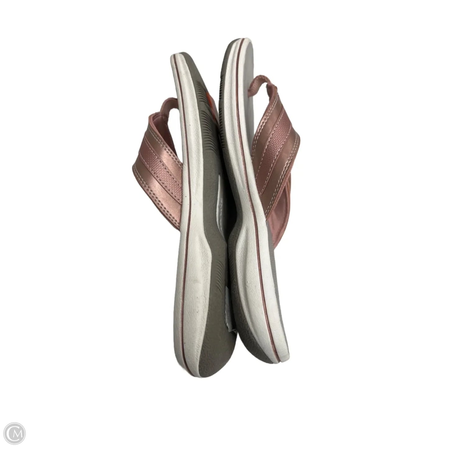 Sandals Flats By Clarks In Grey & Pink, Size: 7