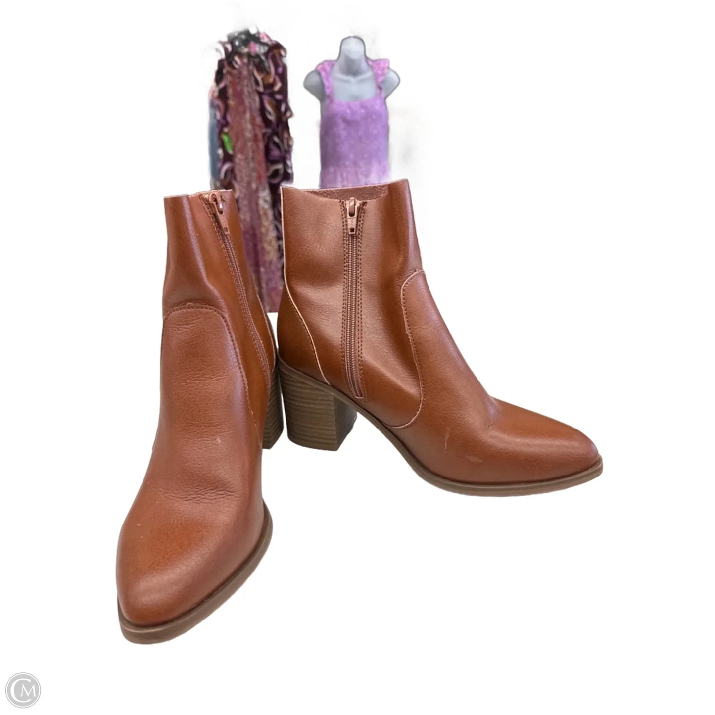 Boots Ankle Heels By Universal Thread In Brown, Size: 8