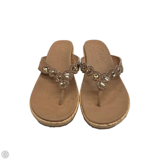 Sandals Heels Wedge By Skechers In Brown, Size: 8.5