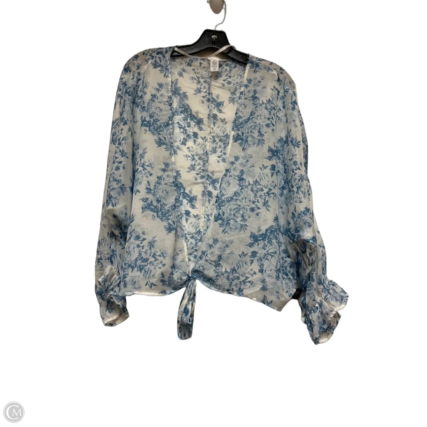 Top Long Sleeve By Lc Lauren Conrad In Blue & White, Size: Xs