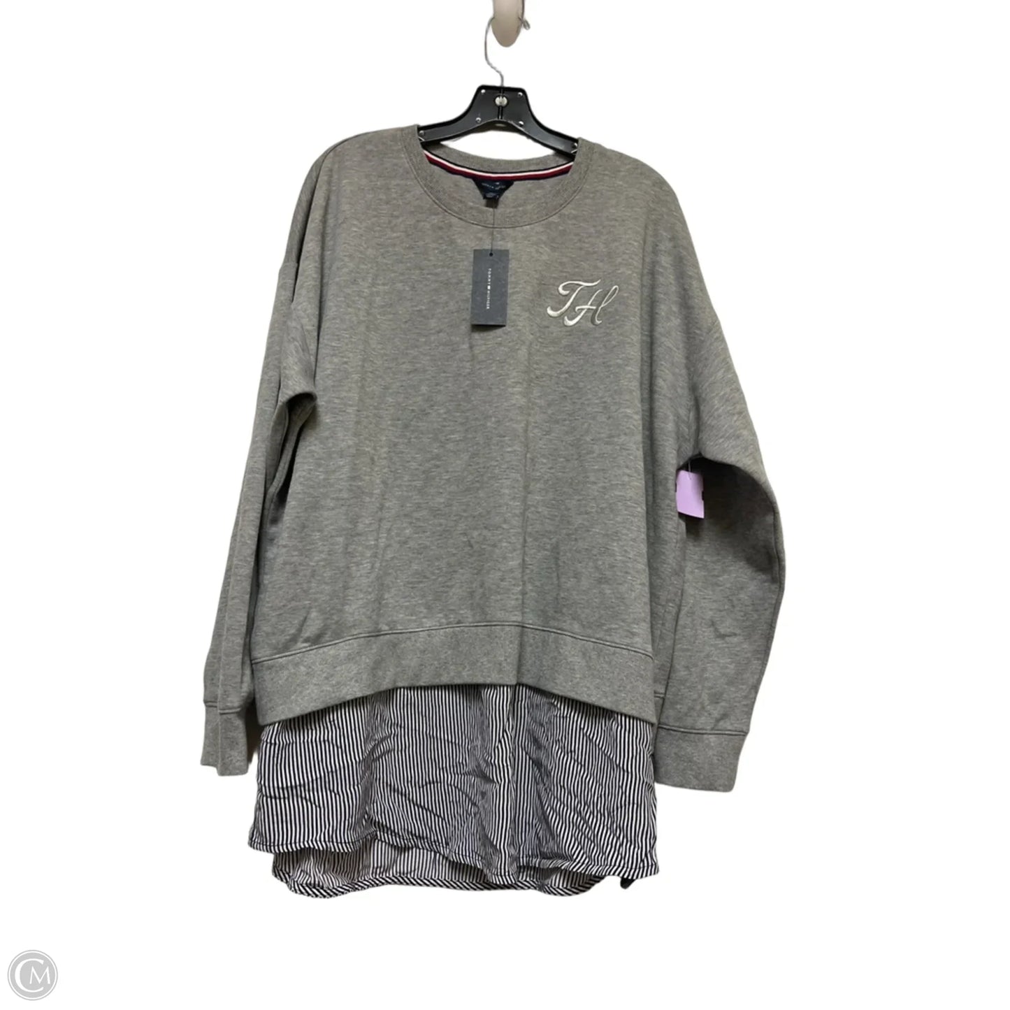 Sweatshirt Crewneck By Tommy Hilfiger In Grey, Size: 2x