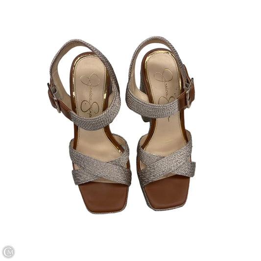 Sandals Heels Block By Jessica Simpson In Brown, Size: 5.5