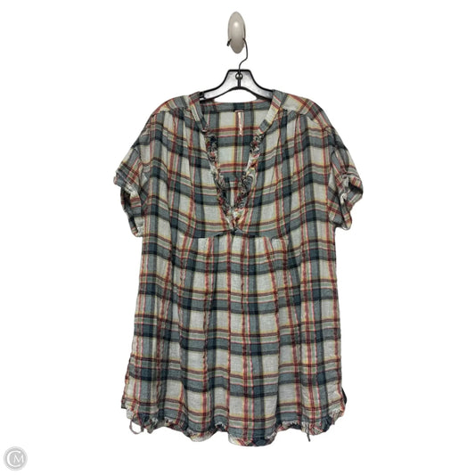 Top Short Sleeve By Free People In Plaid Pattern, Size: S