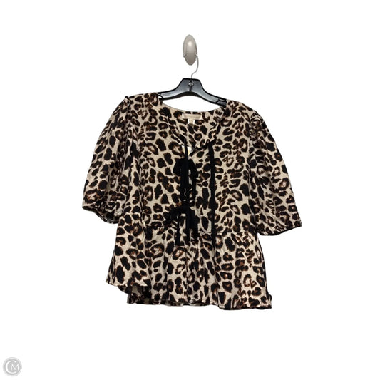 Top Short Sleeve By Monteau In Animal Print, Size: Xl