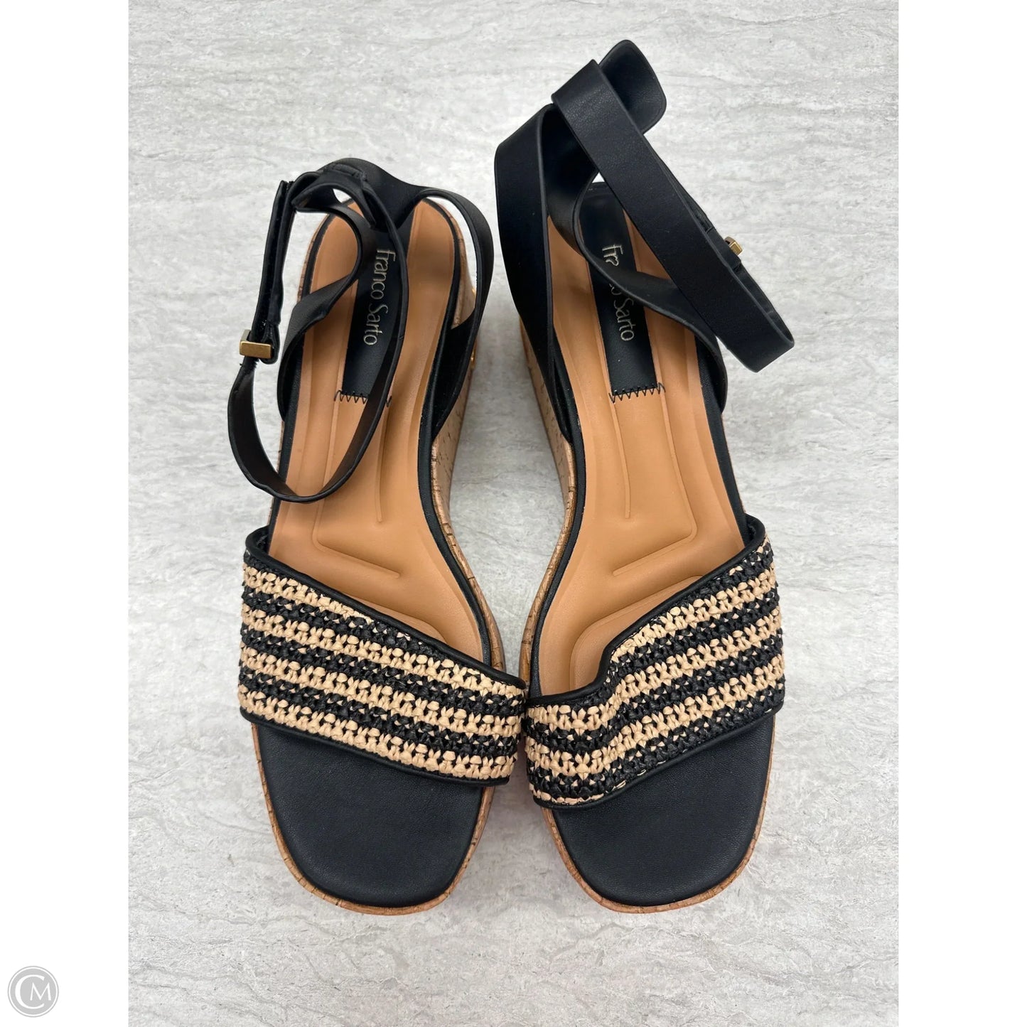 Shoes Heels Wedge By Franco Sarto In Black & Brown, Size: 9