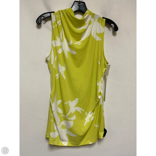 Top Sleeveless By Calvin Klein In White & Yellow, Size: M