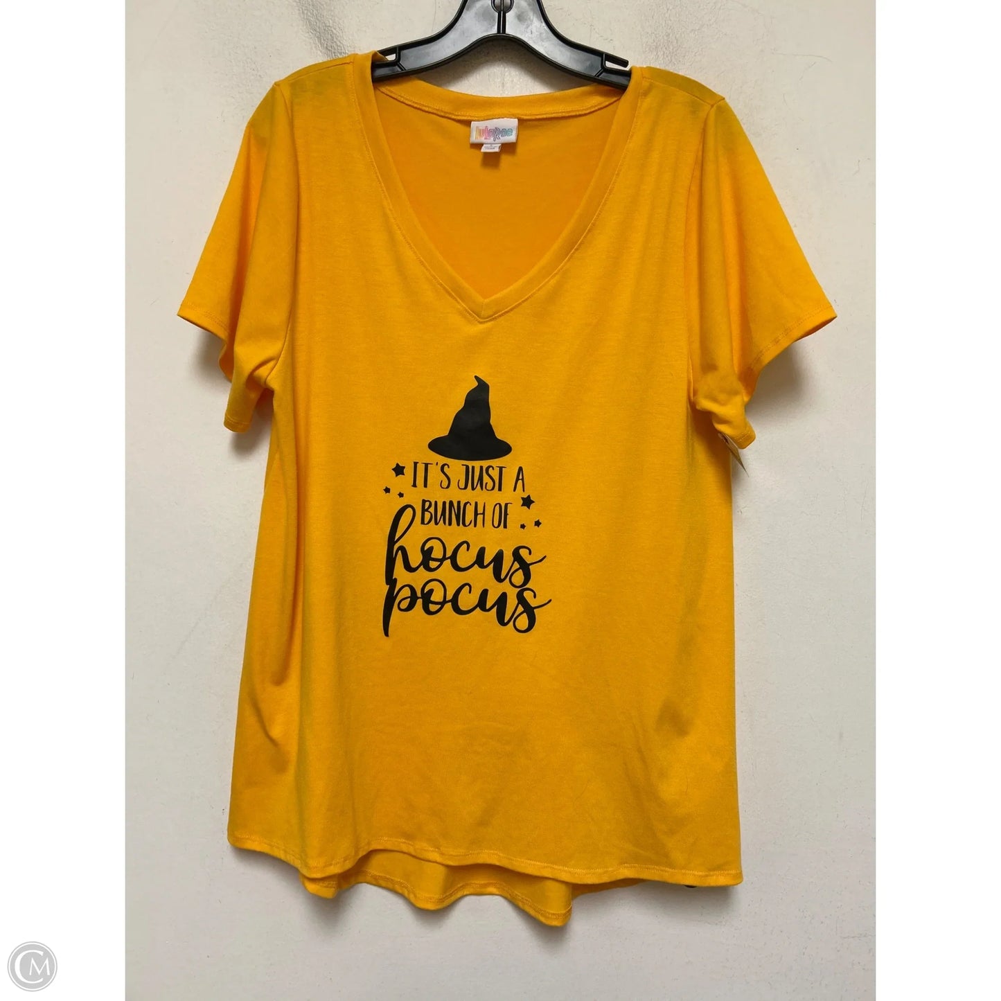 Top Short Sleeve Basic By Lularoe In Black & Orange, Size: L