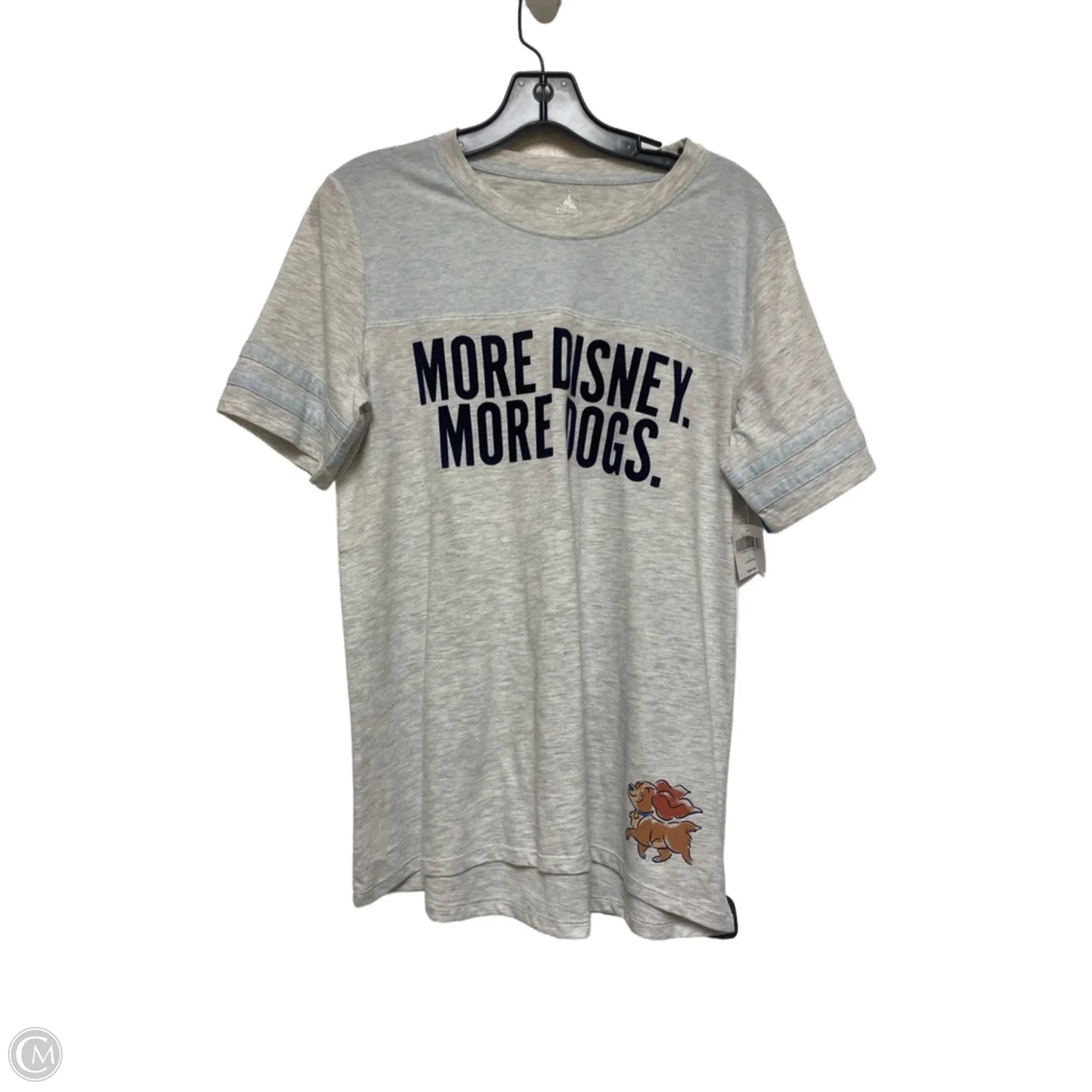 Top Short Sleeve By Disney In Blue & Grey, Size: L