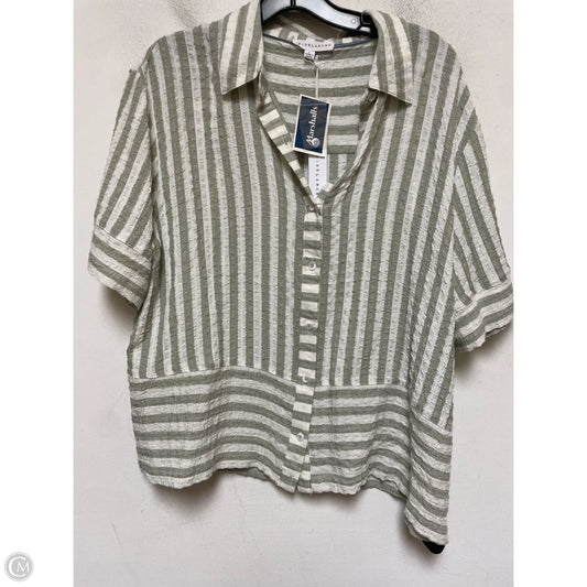 Top Short Sleeve By Jane And Delancey In Green & White, Size: L
