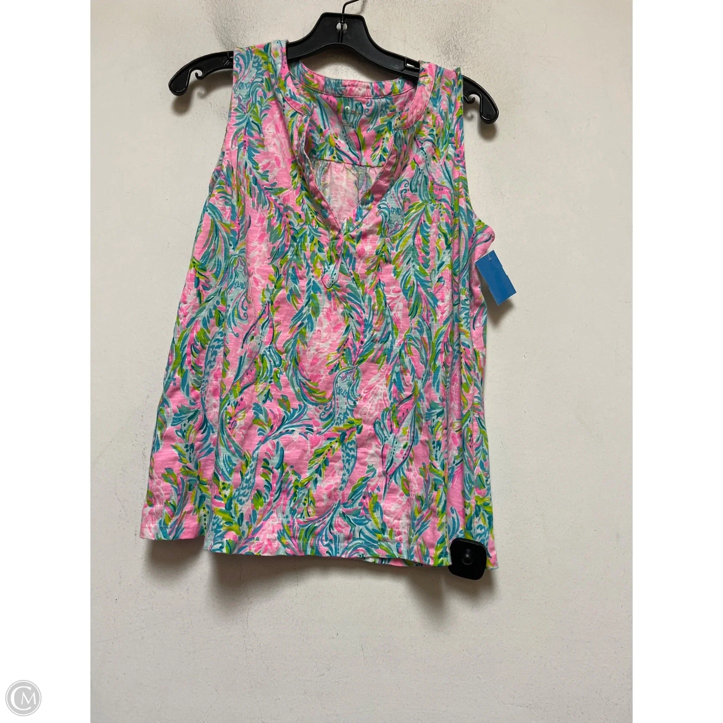 Tank Top Designer By Lilly Pulitzer In Green & Pink, Size: L