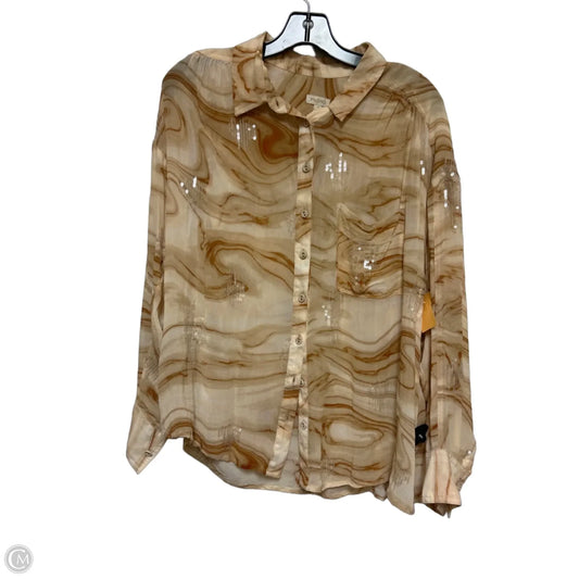 Top Long Sleeve By Pilcro In Tan, Size: M