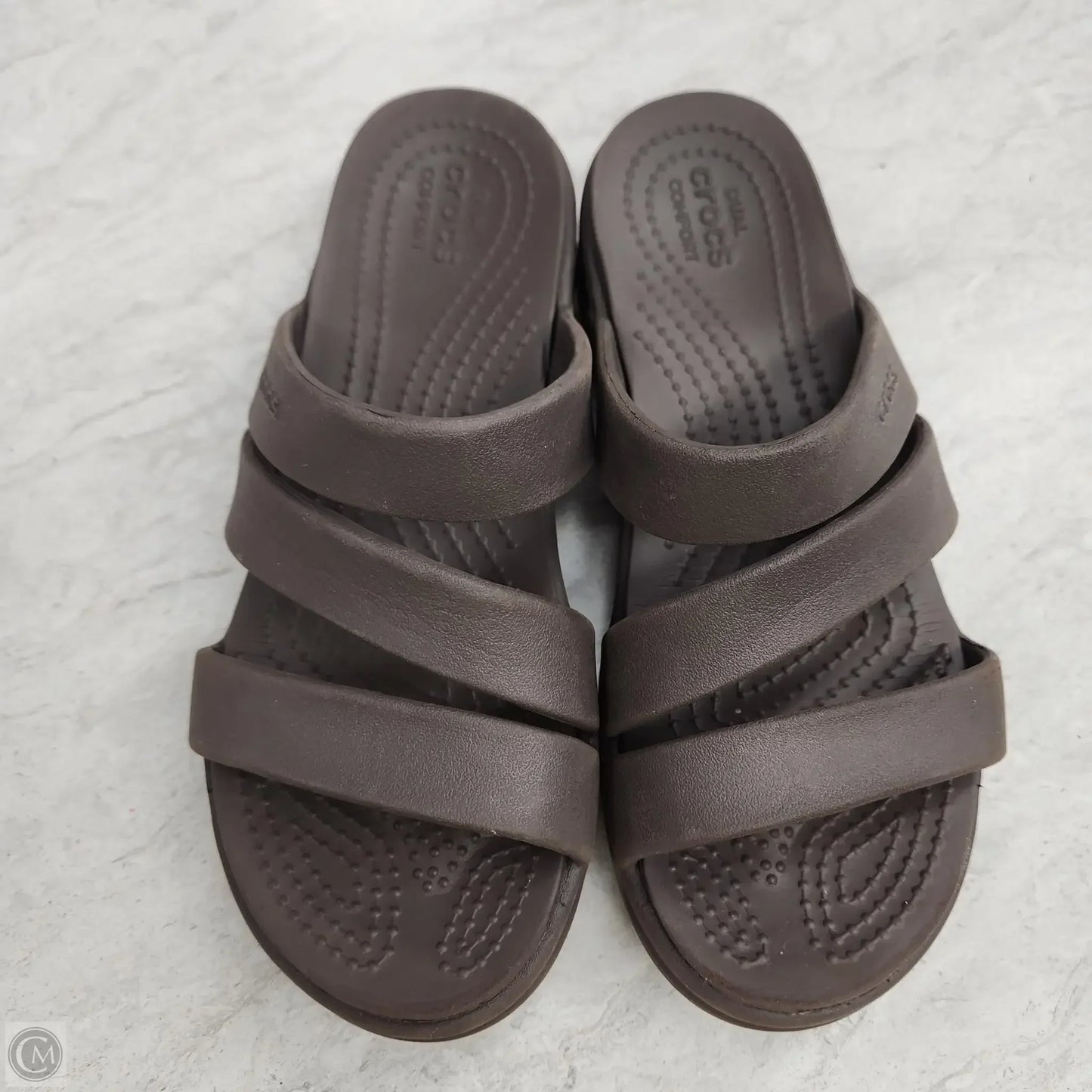 Sandals Flats By Crocs In Brown, Size: 5