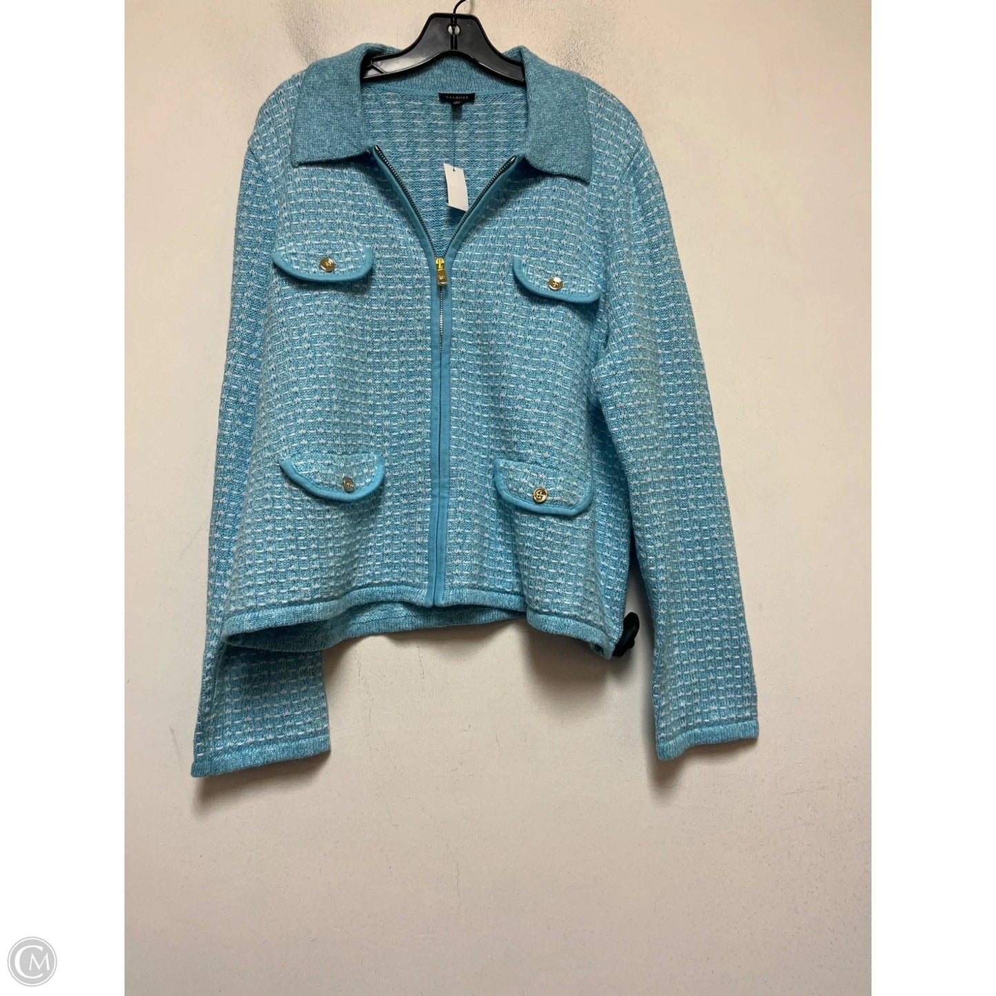 Cardigan By Talbots In Blue & White, Size: Xl