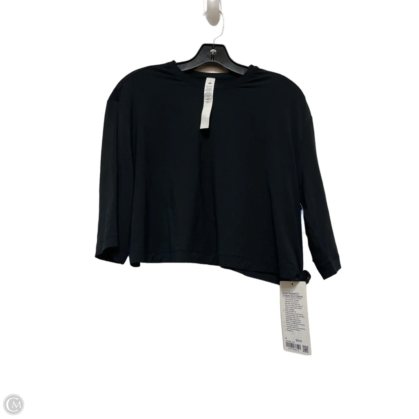 Athletic Top Short Sleeve By Lululemon In Black, Size: 8