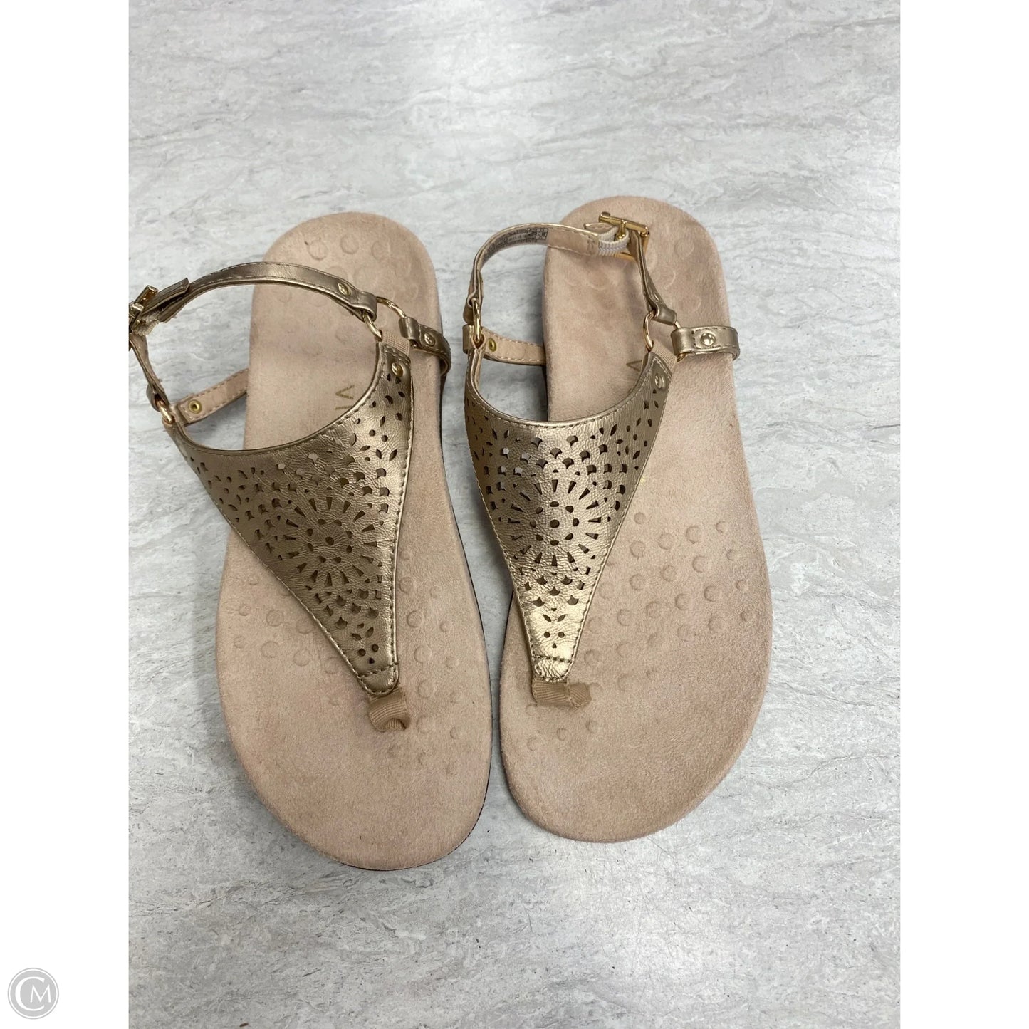 Sandals Flats By Vionic In Gold, Size: 6.5