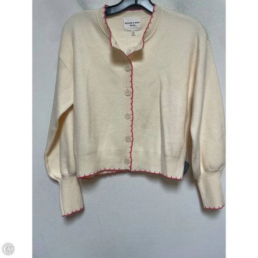Sweater Cardigan By Clothes Mentor In Cream & Pink, Size: S
