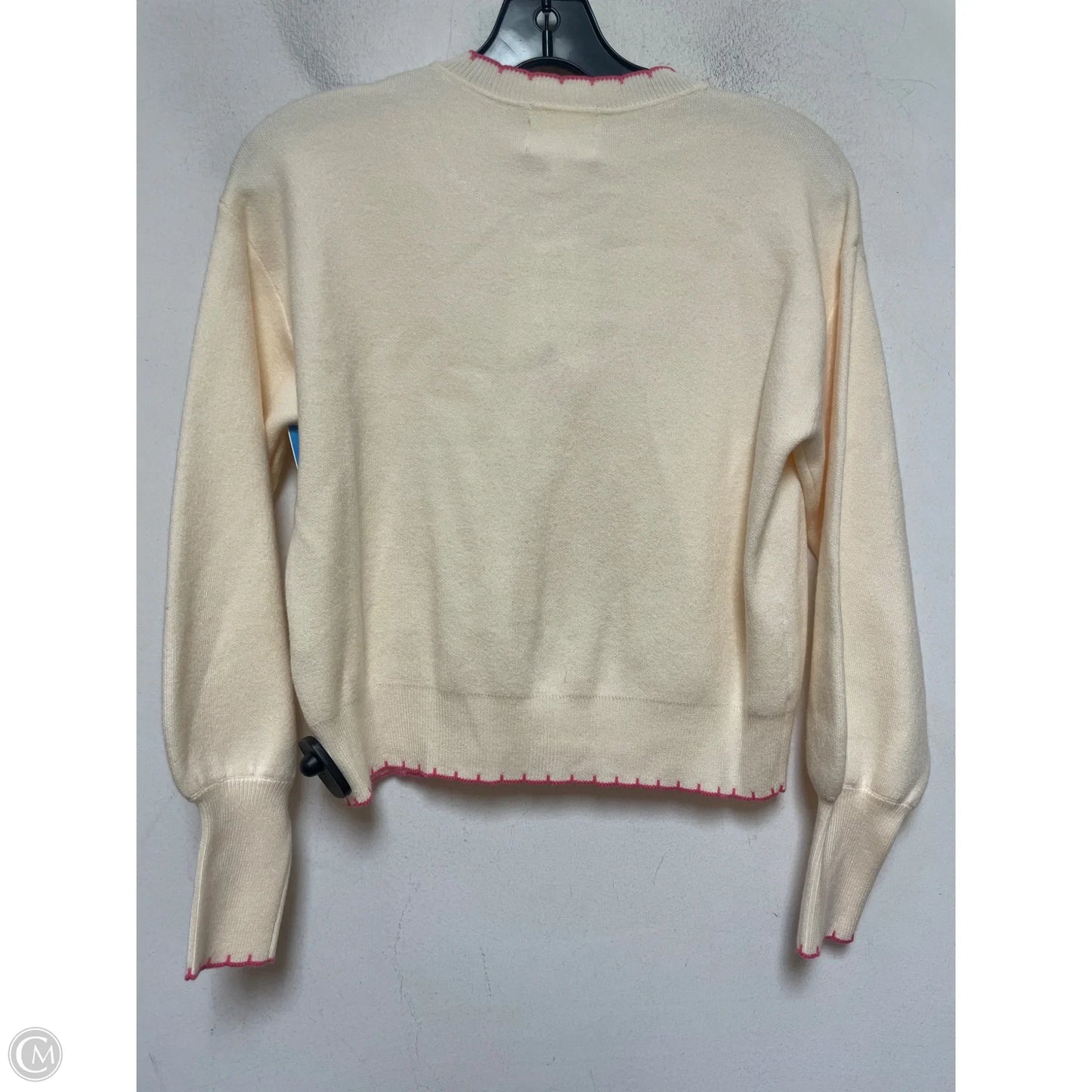 Sweater Cardigan By Clothes Mentor In Cream & Pink, Size: S