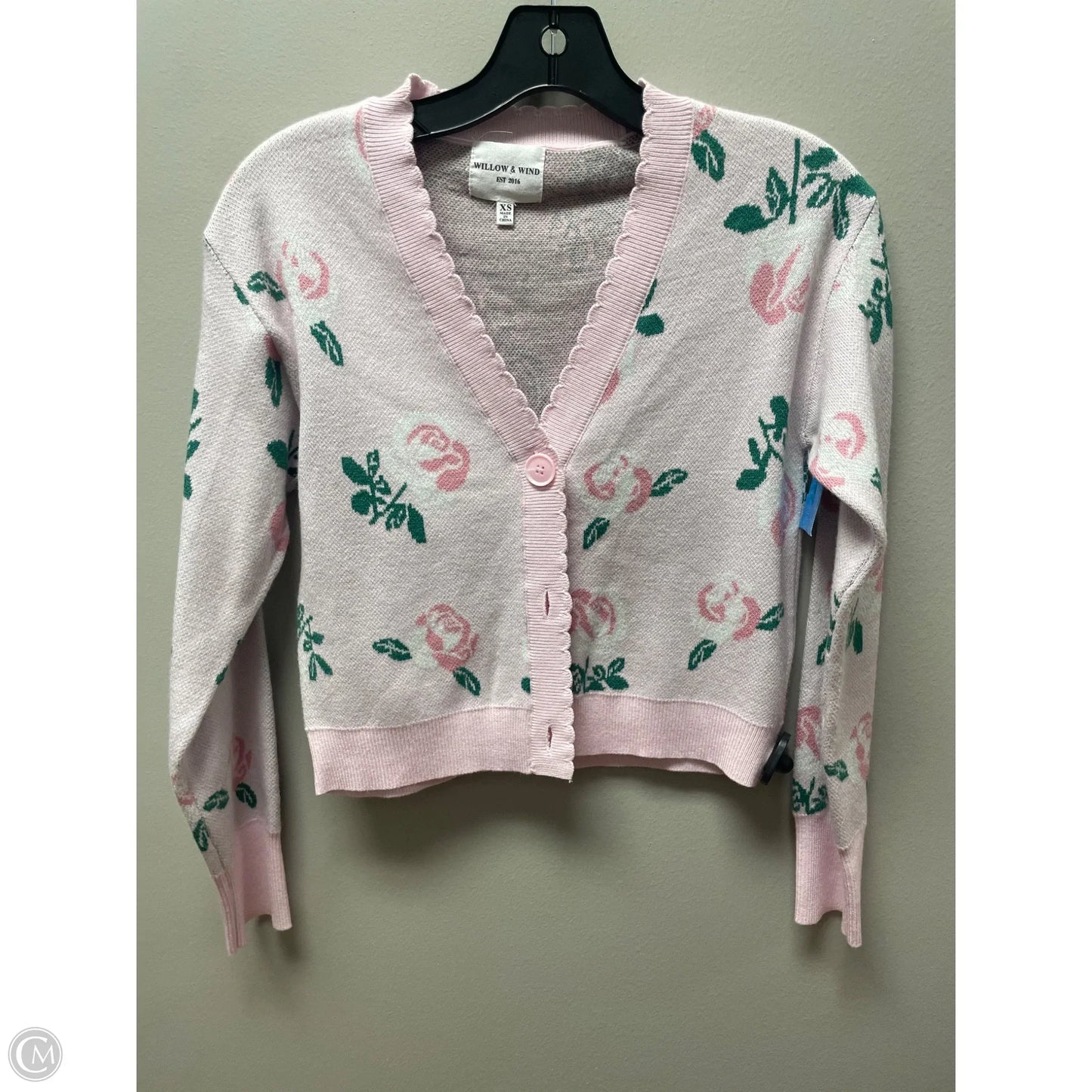 Sweater Cardigan By Clothes Mentor In Floral Print, Size: Xs