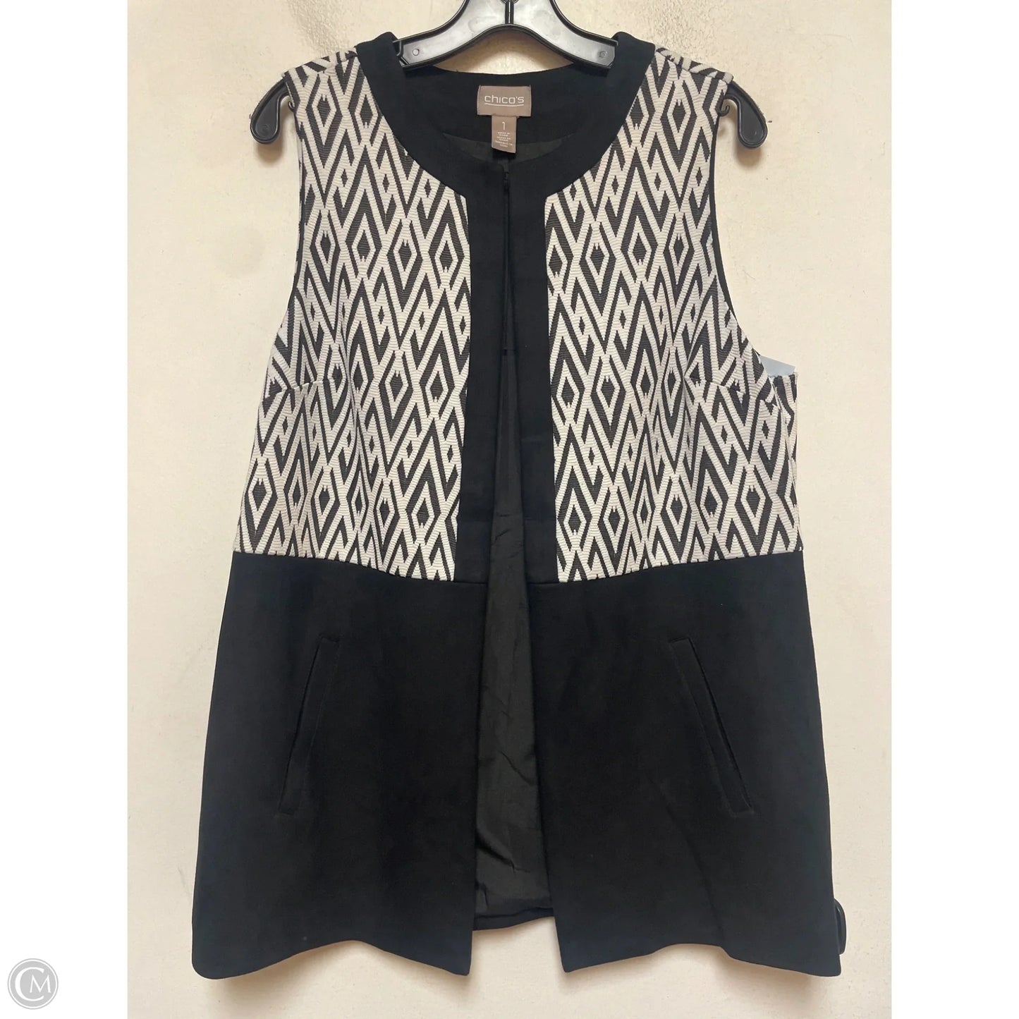 Vest Other By Chicos In Black & Yellow, Size: M