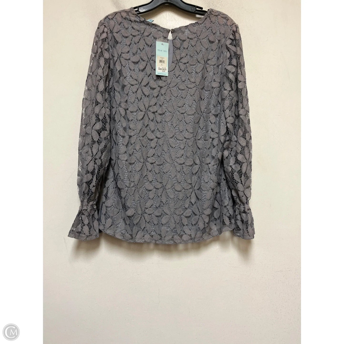 Top Long Sleeve By Blue Sol In Grey, Size: L