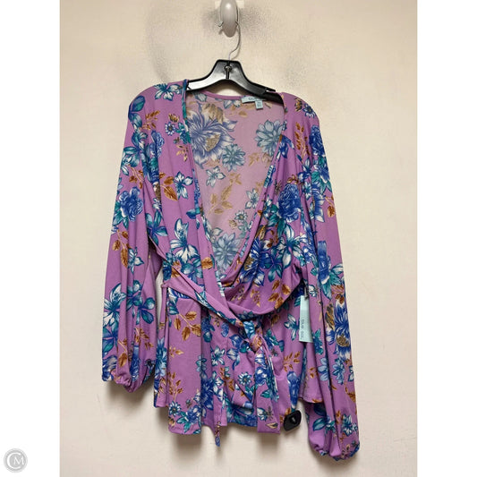 Top Long Sleeve By Blue Sol In Floral Print, Size: 2x