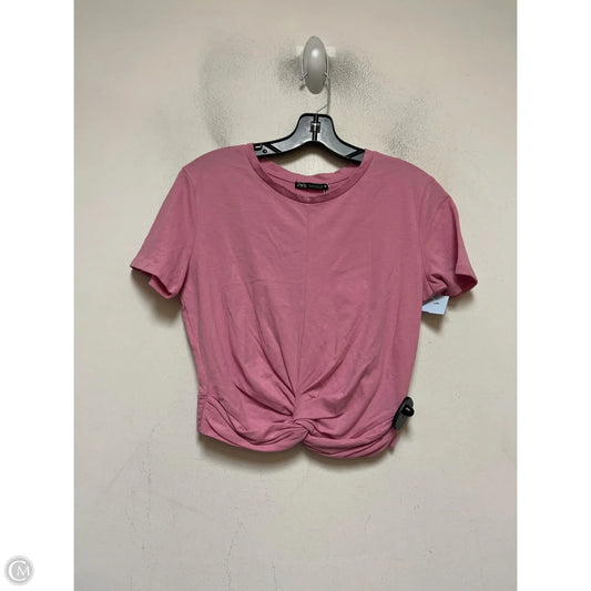 Top Short Sleeve Basic By Zara In Pink, Size: M