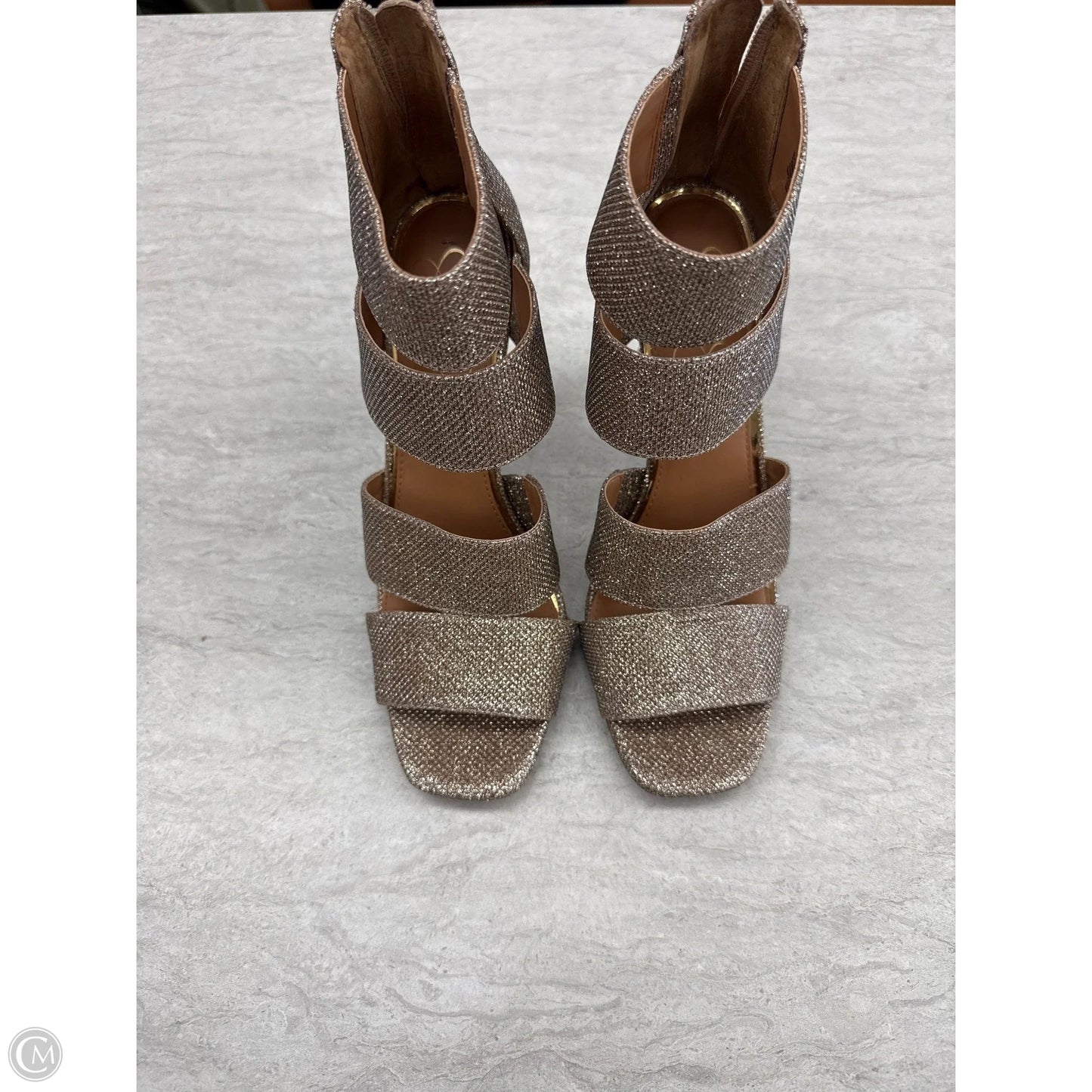 Sandals Heels Stiletto By Jessica Simpson In Gold, Size: 8