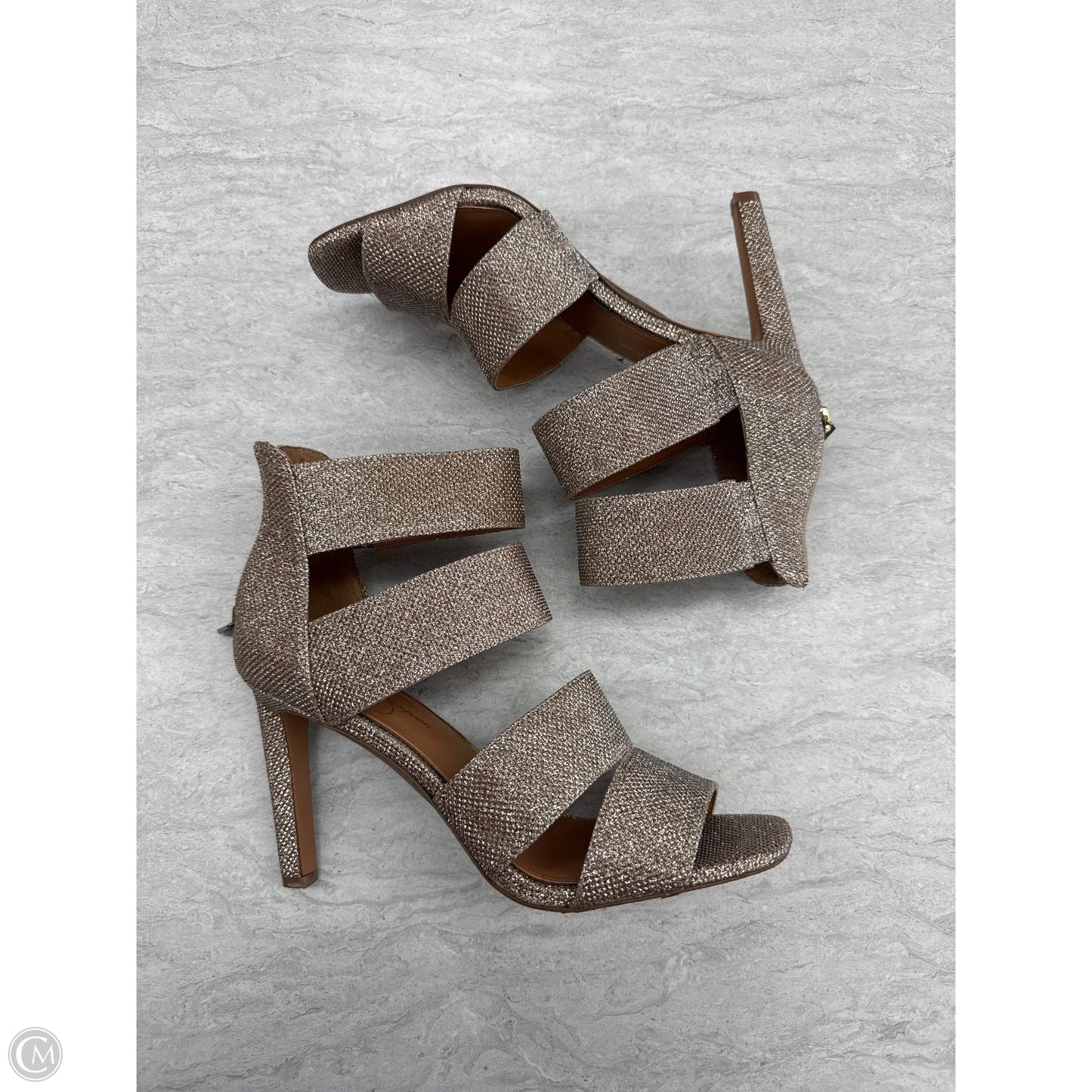 Sandals Heels Stiletto By Jessica Simpson In Gold, Size: 8