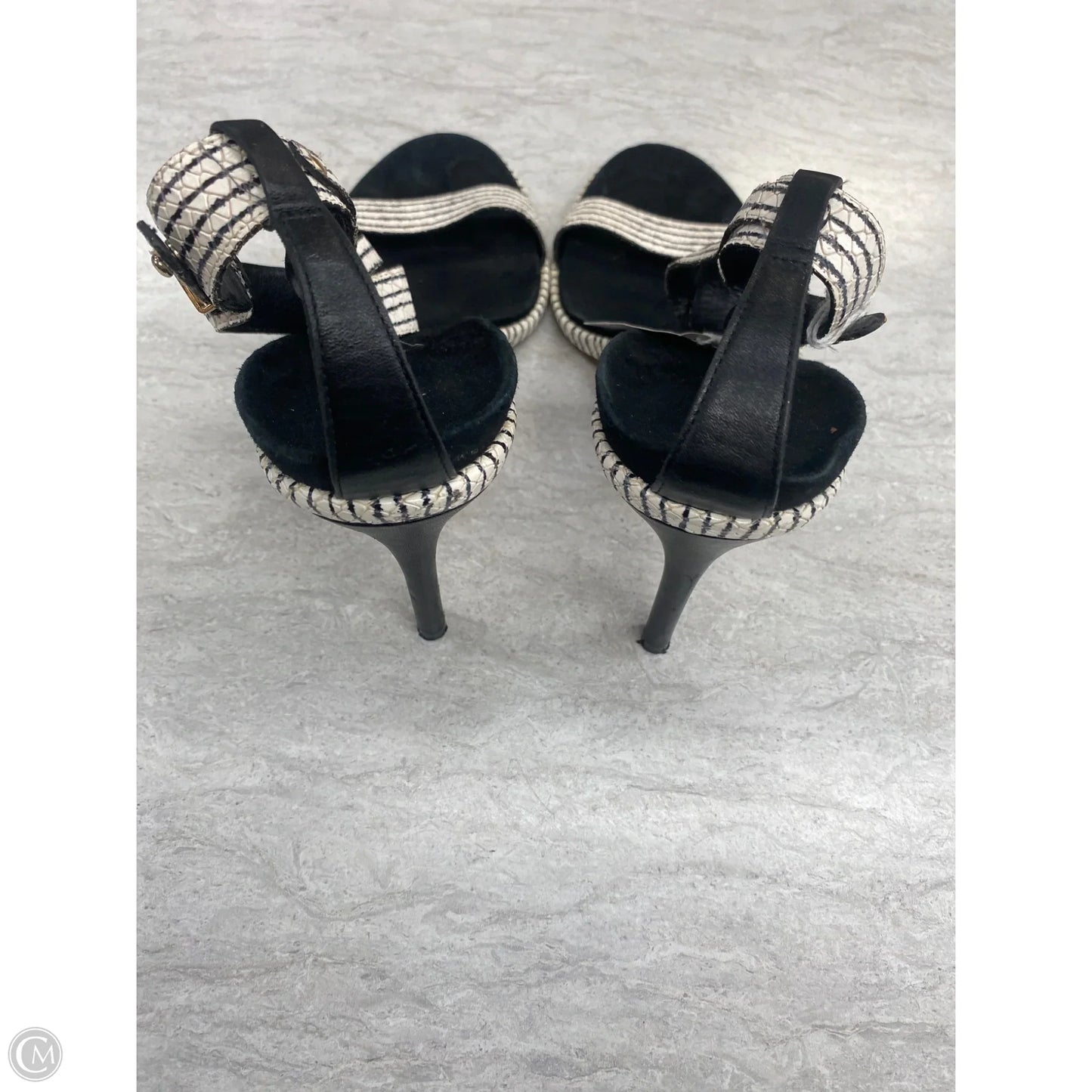 Sandals Heels Stiletto By Cole-haan In Black & Cream, Size: 10.5