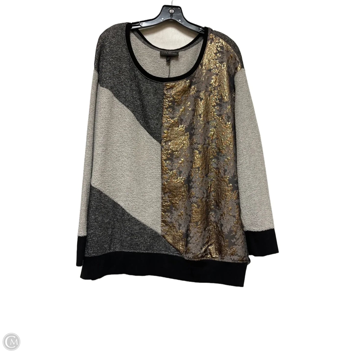 Top Long Sleeve By Lane Bryant In Gold & Grey, Size: 2x