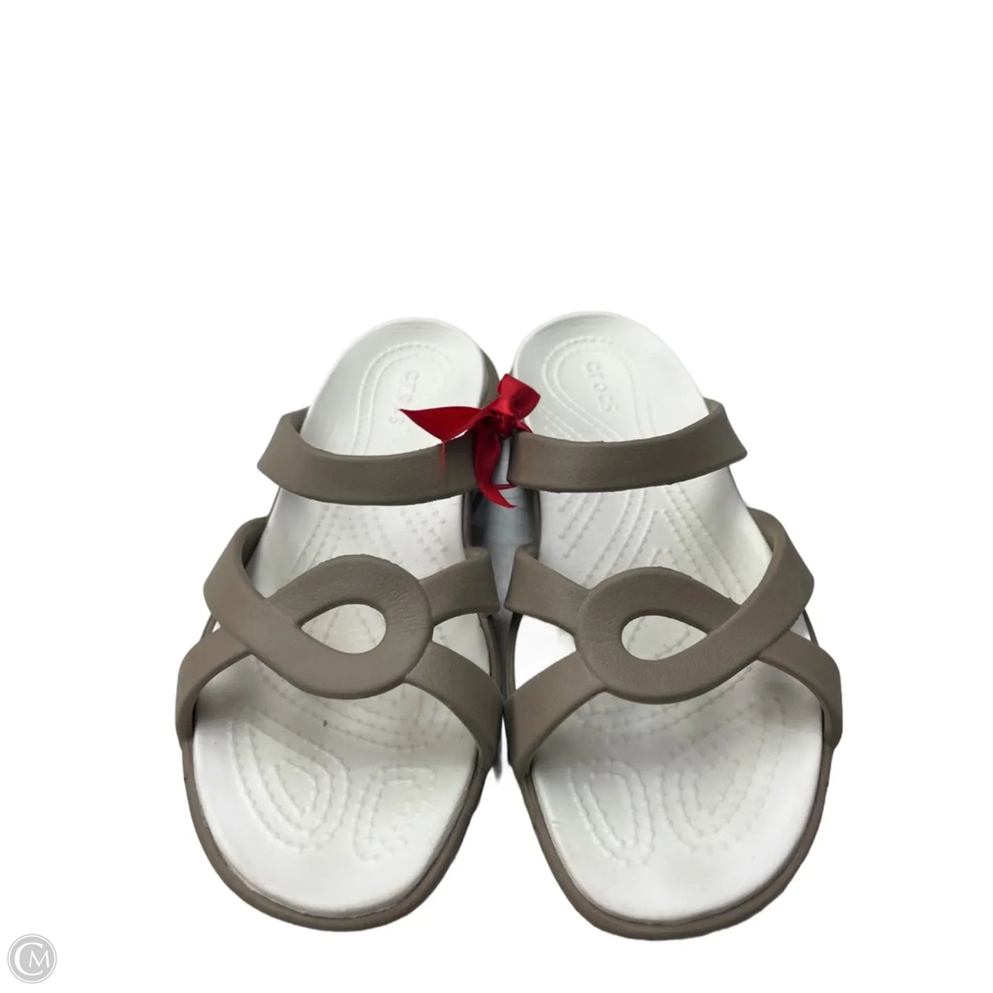 Sandals Flats By Crocs In Taupe, Size: 6