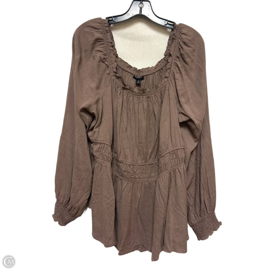 Top Long Sleeve By Torrid In Taupe, Size: 2x