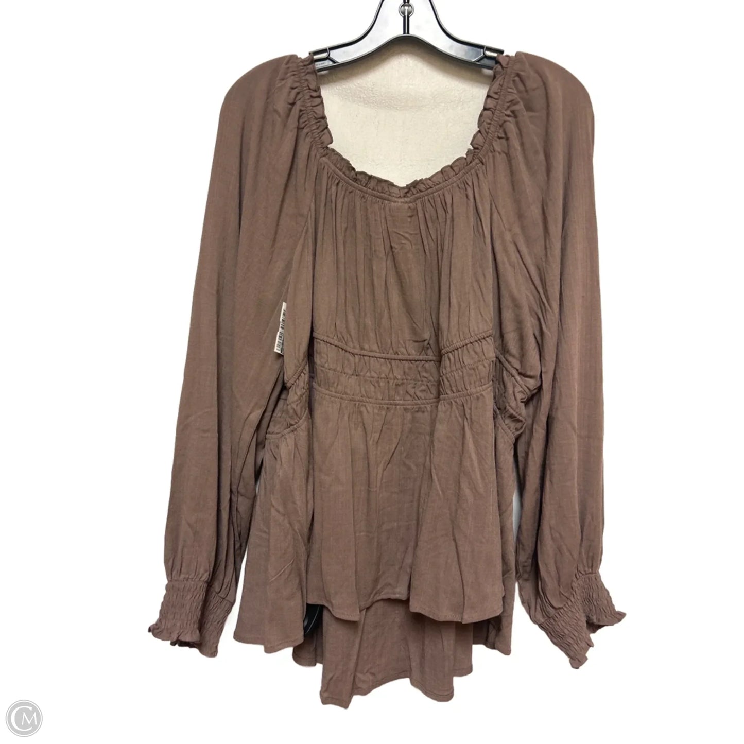 Top Long Sleeve By Torrid In Taupe, Size: 2x