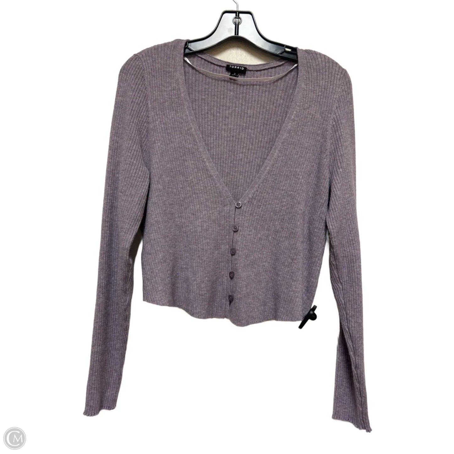 Sweater Cardigan By Torrid In Purple, Size: 2x