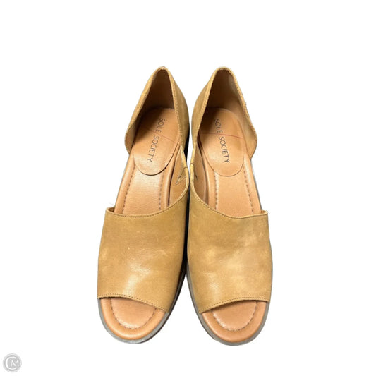 Sandals Heels Block By Sole Society In Tan, Size: 8