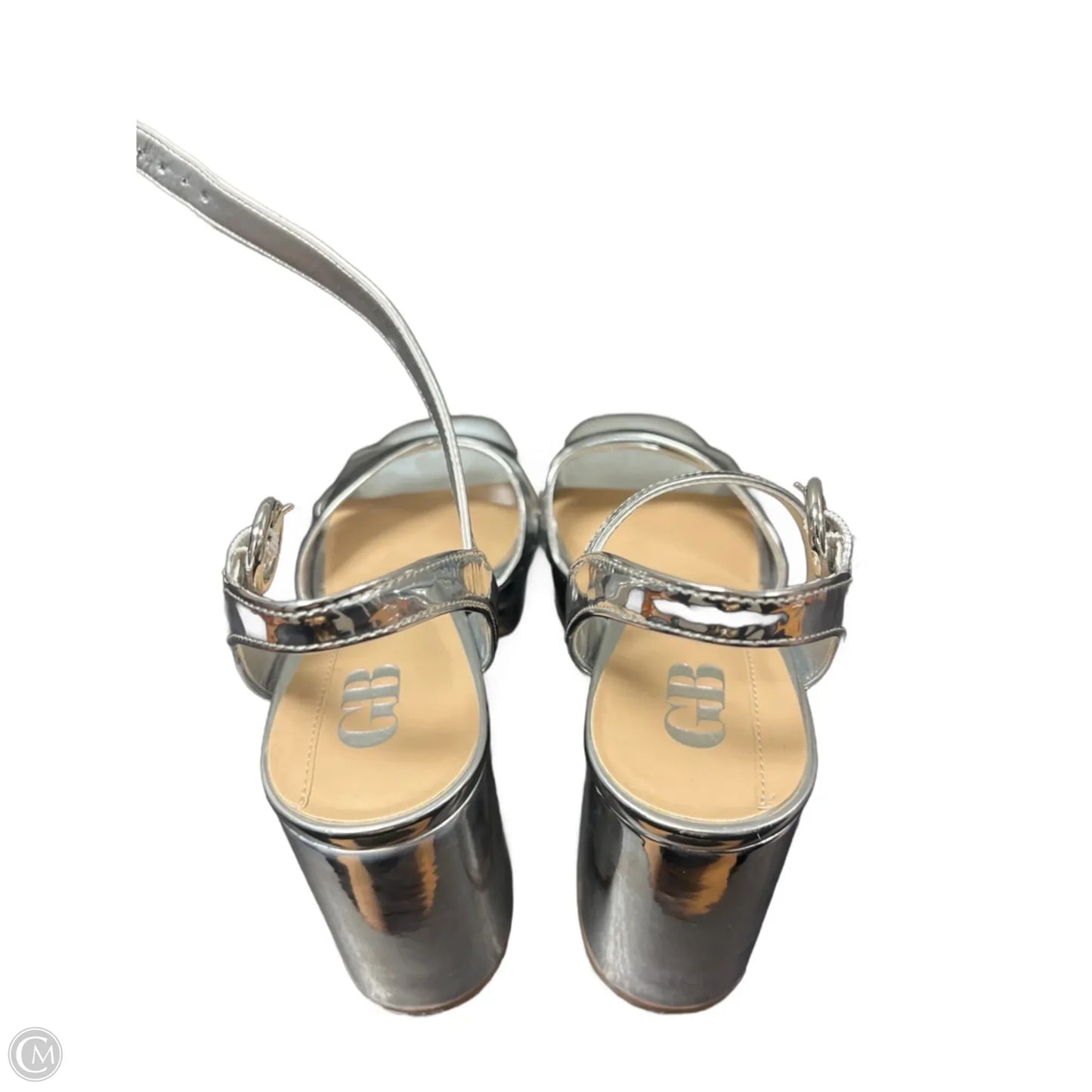 Sandals Heels Block By Gb In Silver, Size: 8