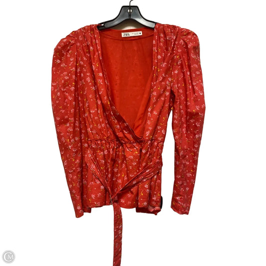 Top Long Sleeve By Zara In Floral Print, Size: L