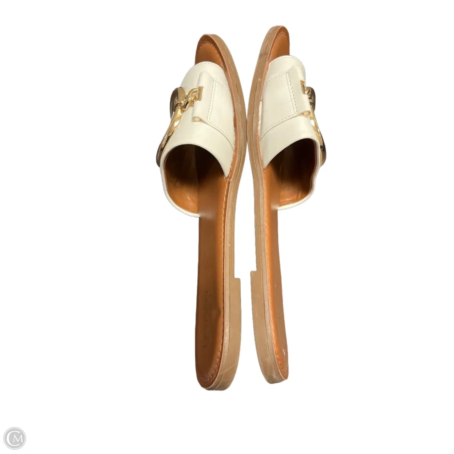 Sandals Flats By Franco Sarto In Gold & White, Size: 9.5