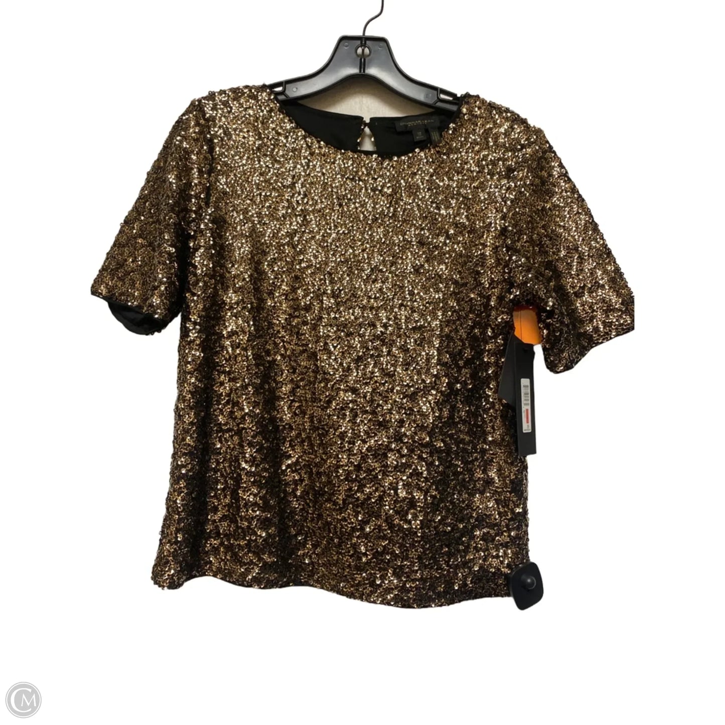 Top Short Sleeve By Donna Karan In Black & Gold, Size: Xs